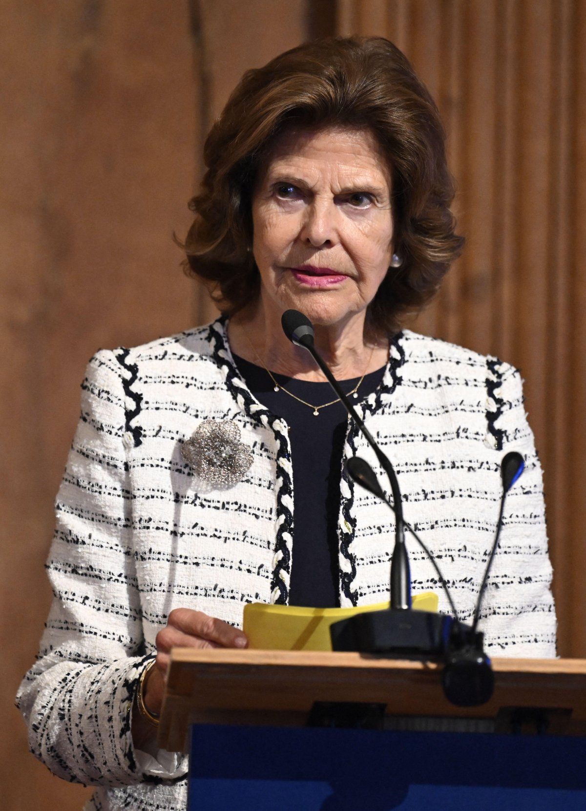 The King and Queen of Sweden, with Princess Sofia, attend the Global Child Forum at the Royal Palace in Stockholm on October 13, 2026 (Jessica Gow/TT News Agency/Alamy)