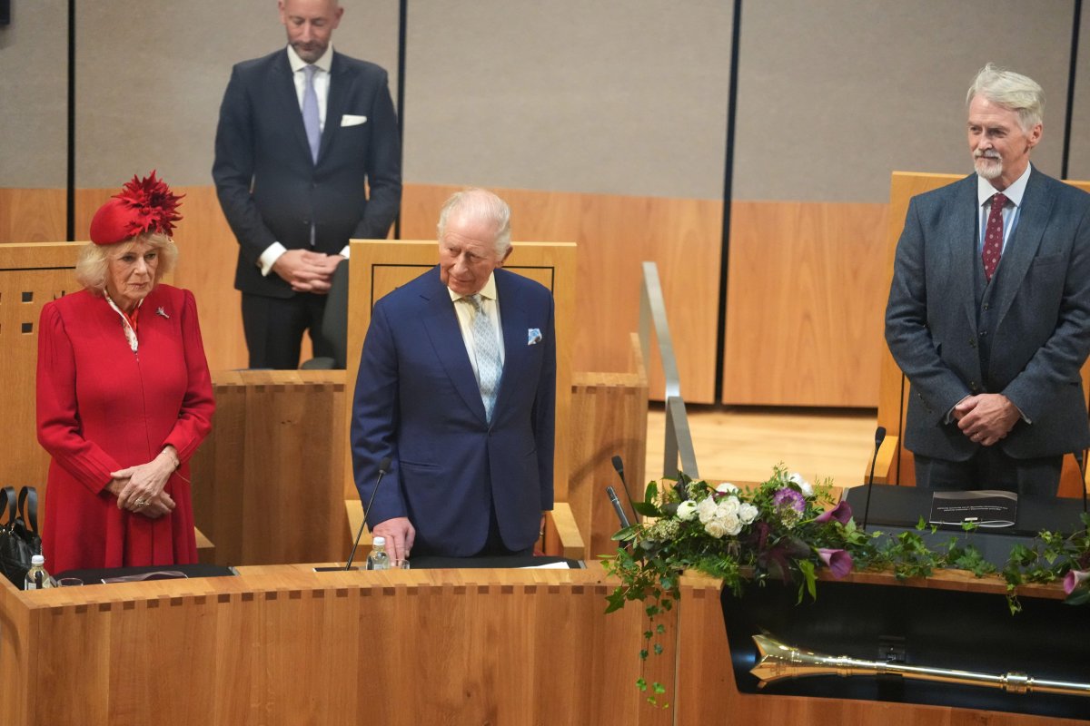The King and Queen of the United Kingdom attend the ceremonial opening of the Senedd in Cardiff on October 15, 2026 (Alistair Grant/PA Images/Alamy)