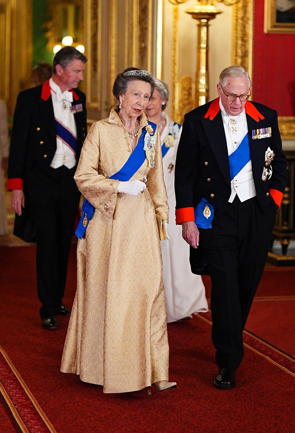 King Charles III and Queen Camilla, with other members of the royal family, host a state banquet in honor of the Sultan of Oman at Windsor Castle on October 20, 2026 (Aaron Chown/PA Images/Alamy)