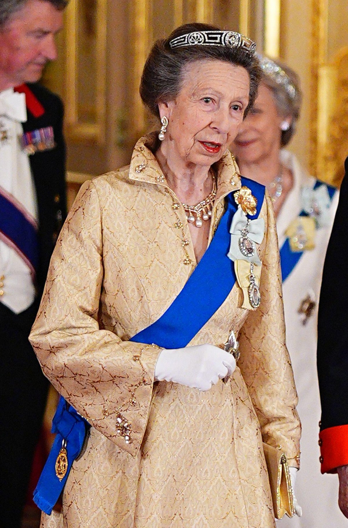 King Charles III and Queen Camilla, with other members of the royal family, host a state banquet in honor of the Sultan of Oman at Windsor Castle on October 20, 2026 (Aaron Chown/PA Images/Alamy)