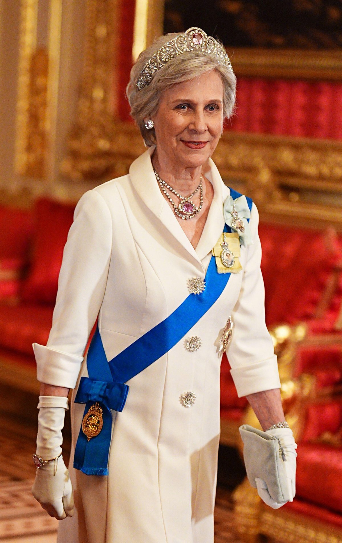 King Charles III and Queen Camilla, with other members of the royal family, host a state banquet in honor of the Sultan of Oman at Windsor Castle on October 20, 2026 (Aaron Chown/PA Images/Alamy)