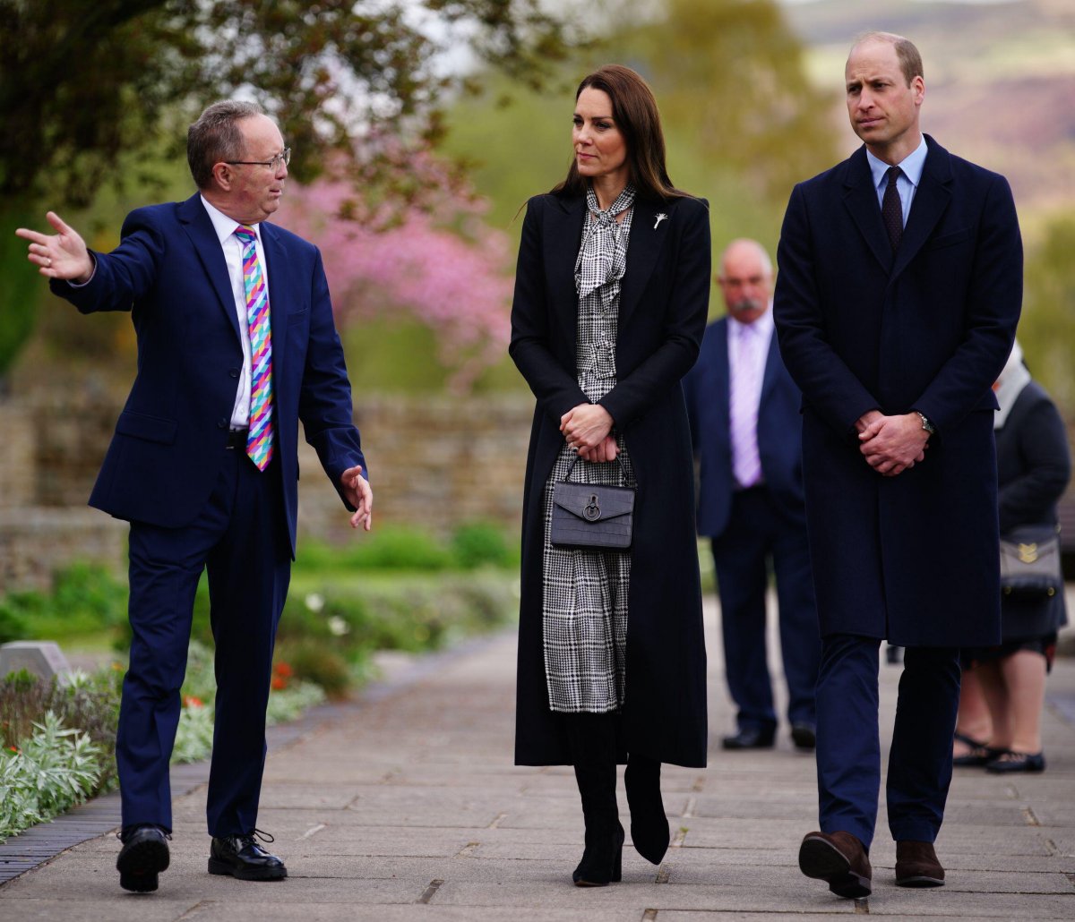 The Prince and Princess of Wales visit the Aberfan Memorial Garden in Wales on April 28, 2023 (Ben Birchall/PA Images/Alamy)
