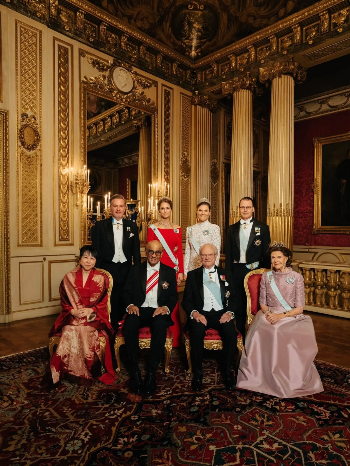 The Swedish royal family hosts a state banquet in honor of the President of Singapore at the Royal Palace in Stockholm on October 19, 2026 (Clément Morin/Kungl. Hovstaterna)