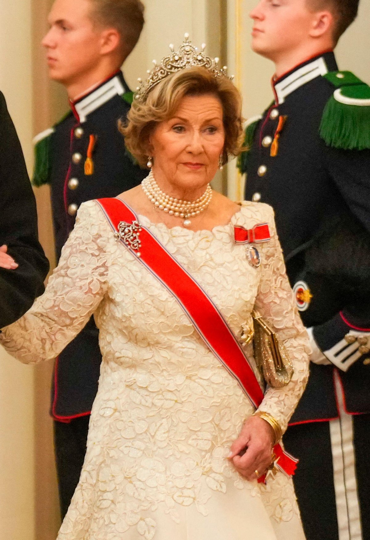 The King of Norway, with Queen Sonja and Crown Princess Ingrid Alexandra, attends a gala dinner for members of the Storting at the Royal Palace in Oslo on October 22, 2026 (Heiko Junge/NTB/Alamy)
